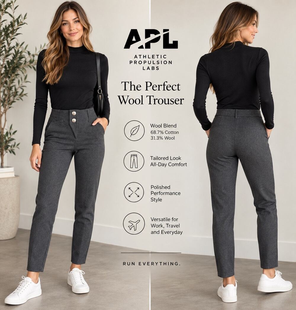 APL Athletic Propulsion Labs Perfect Wool Trouser Charcoal Gray Medium NEW